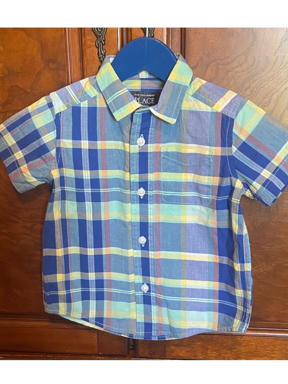 The Children's Place Plaid Short-Sleeve Button-Up